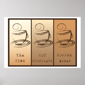 Póster Tiempo de té, chocolate caliente, Poster de descan