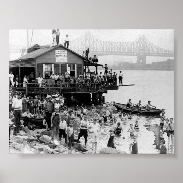 Póster Tiempo de verano en el East River, 1921 Nueva York (Frente)
