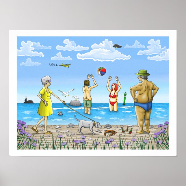 Póster Tiempo de verano en la playa (Frente)