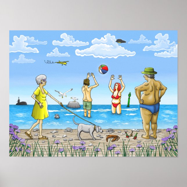 Póster Tiempo de verano en la playa (Frente)