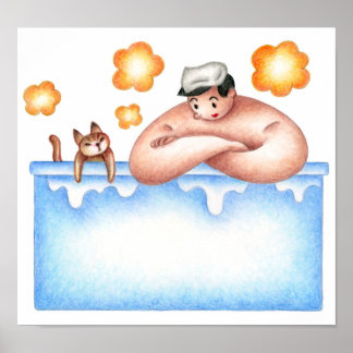 Póster Tiempo feliz de baño.