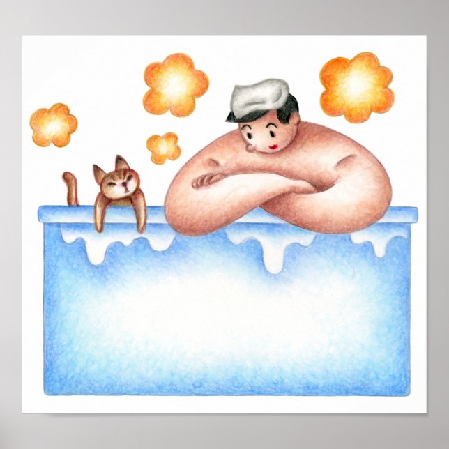 Póster Tiempo feliz de baño. (Frente)