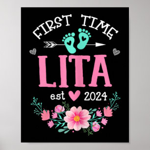 Póster Tiempo Lita Est 2024 Invitación de Embarazo Floral