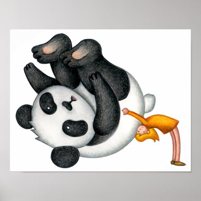 Póster Tiempo suave pasado interactuando con pandas. (Frente)