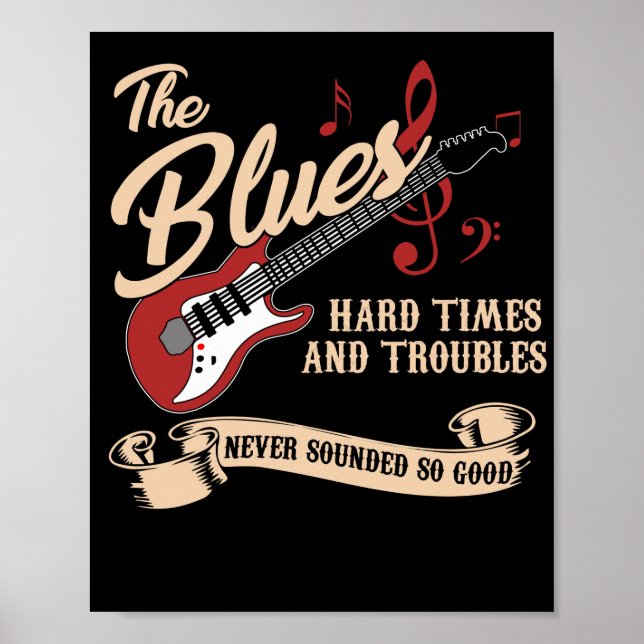 Póster Tiempos duros y problemas de la música azul nunca  (Frente)