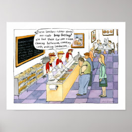 Póster Tienda de bagels de dibujos animados