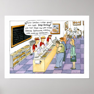 Póster Tienda de bagels de dibujos animados