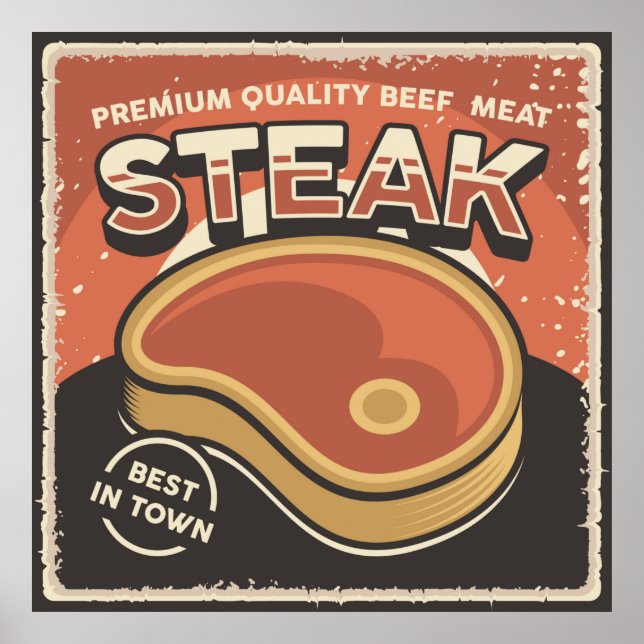 Póster tienda de carnicería retro (Frente)