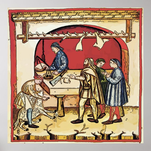 Póster Tienda de carniceros de época (Frente)