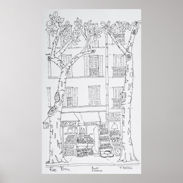 Póster Tienda de comestibles | Rue Brea, París, Francia (Frente)