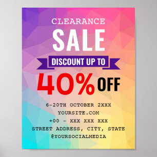 PÓSTER TIENDA DE DESCUENTO DE VENTA DE ACLARAMIENTO