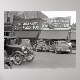 Póster Tienda de Dulces y Helados, 1938. Foto Antigua