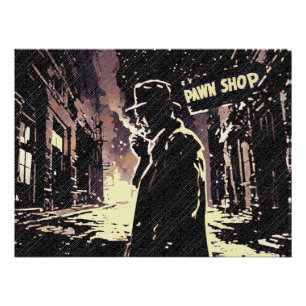 Póster Tienda de Empeño Estilo de Arte Pop Retro Urbano y