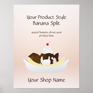 Póster Tienda de helados Rótulo de productos bananeros di