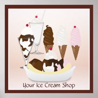 Póster Tienda de helados Rótulo grande