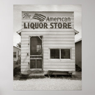 Póster Tienda de licores americana, 1943. Foto antigua