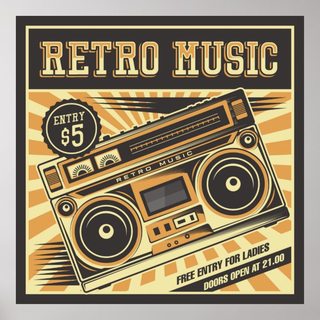 Póster tienda de música retro vintage (Frente)