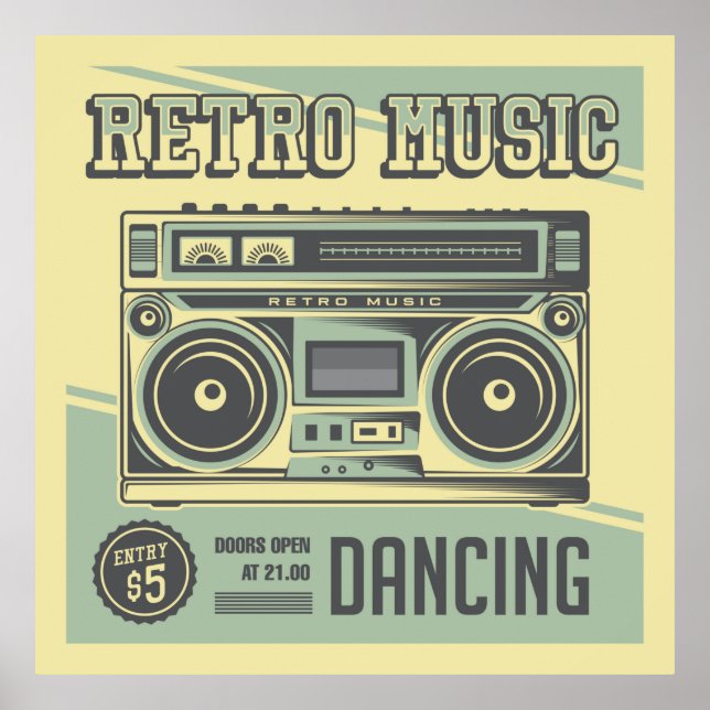 Póster tienda de música retro vintage (Frente)