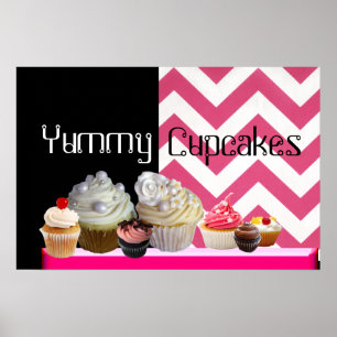 PÓSTER TIENDA DE POSTRES DE CUPCAKES DELICIOSOS/ CHÉVRE P