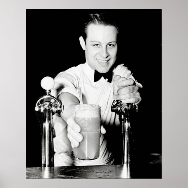 Póster Tienda de refrescos, 1936. Foto antigua (Frente)