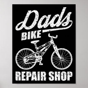 Póster Tienda de reparación de bicicletas Papá divertido 