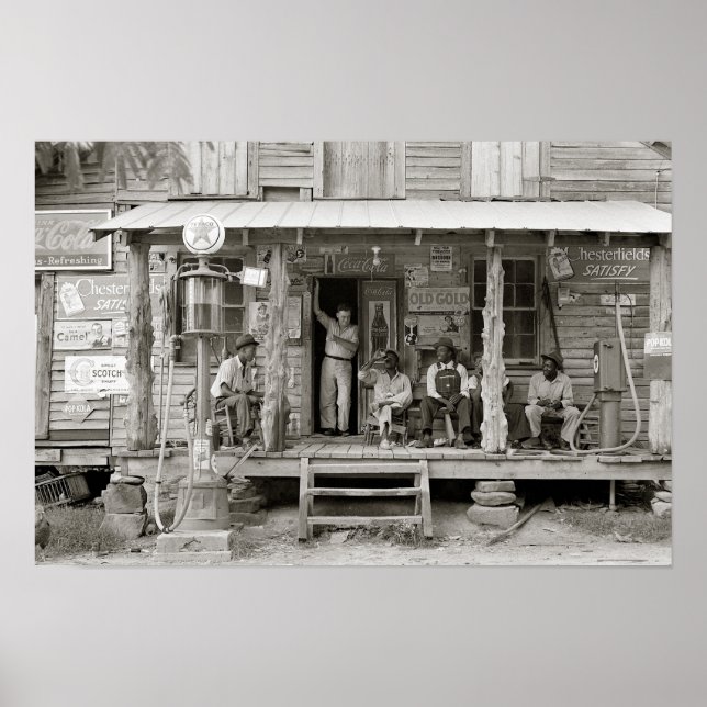 Póster Tienda rural Carolina, 1939. Foto de cosecha de vi (Frente)