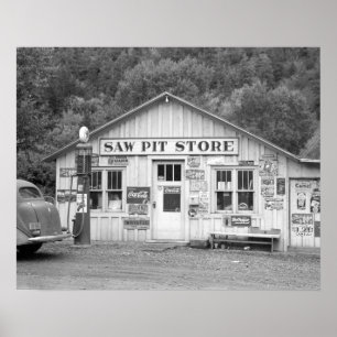 Póster Tienda Saw Pit, 1940. Foto antigua