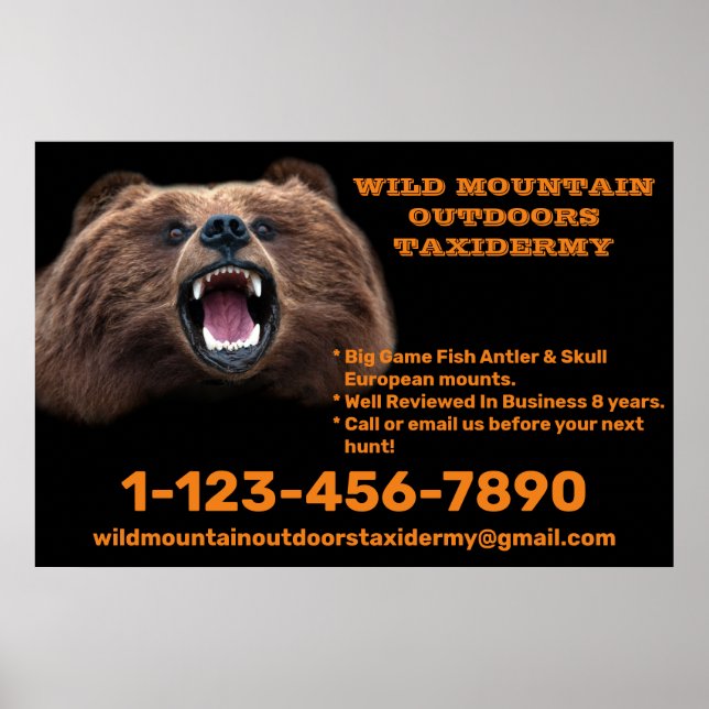 Póster Tienda Taxidermy de juego grande para personalizar (Frente)