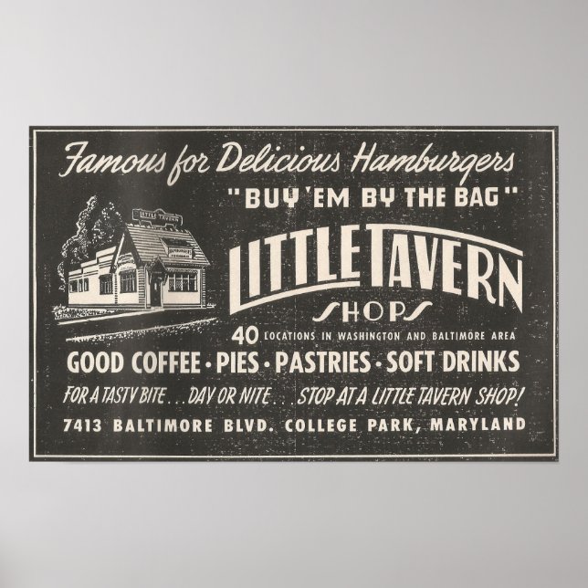 Póster Tiendas Ad LITTLE TAVERN 1954 en Maryland (Frente)