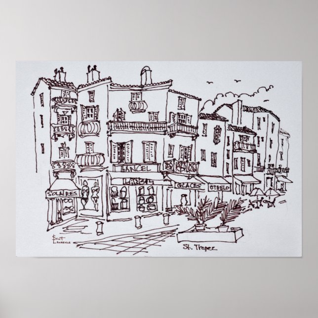 Póster Tiendas Saint-Tropez | Riviera francesa, Francia (Frente)
