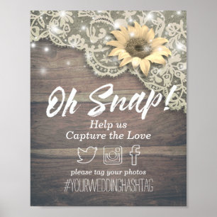 Póster Tiene Bodas Etiqueta Enlace de Encaje Girasol Luce