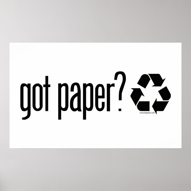 Póster ¿tiene papel? Rótulo de reciclaje (Frente)