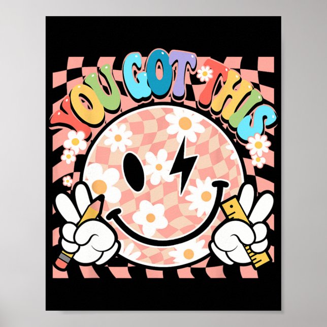 Póster Tienes Groovy Smile Motivational Testing Day Teac (Frente)