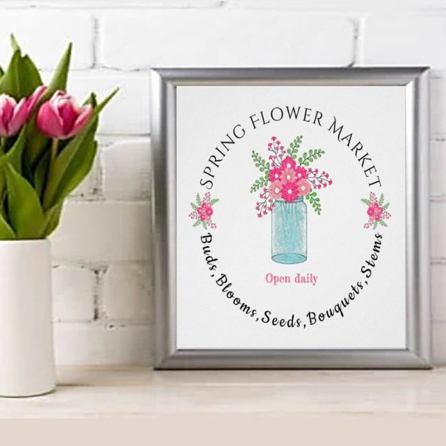 Póster tierno mercado de flores de primavera seña rosa fl (Subido por el creador)