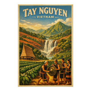 Póster Tierra alta central (Tay Nguyen), Vietnam, viaje