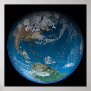 Póster Tierra Completa Con América Del Norte Y Del Sur.