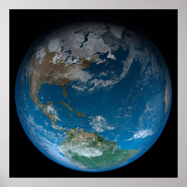 Póster Tierra Completa Con América Del Norte Y Del Sur. (Frente)