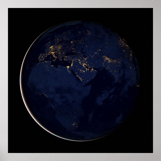 Póster Tierra completa con luces de la ciudad (Frente)