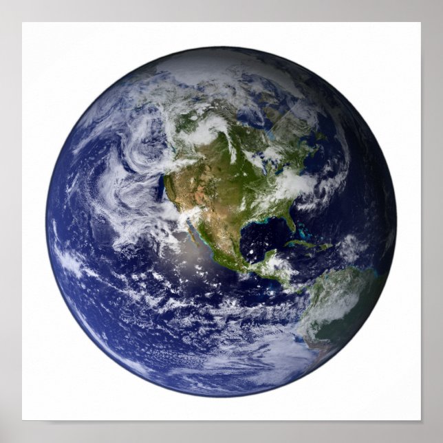 Póster Tierra completa mostrando América del Norte (Frente)