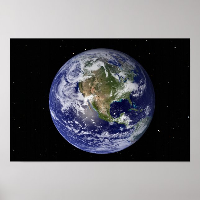 Póster Tierra completa mostrando América del Norte 2 (Frente)