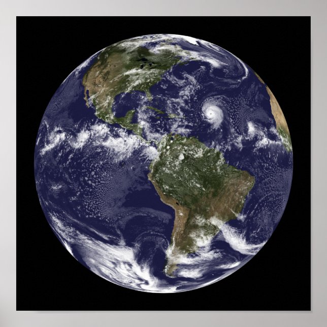 Póster Tierra completa mostrando América del Norte 2 (Frente)