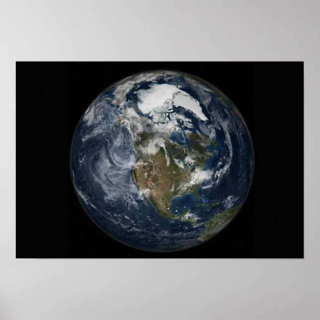 Póster Tierra completa mostrando América del Norte 3 (Frente)