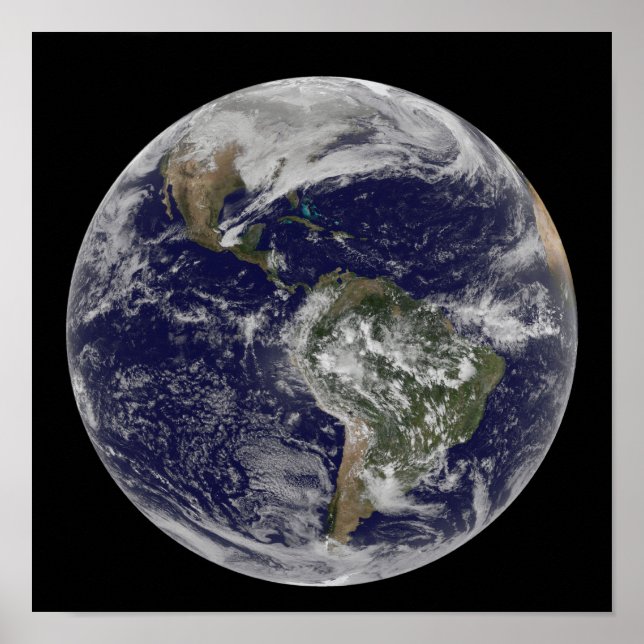 Póster Tierra completa mostrando América del Norte y Amér (Frente)