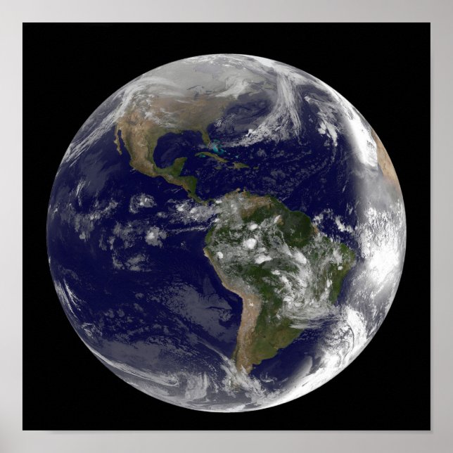 Póster Tierra completa mostrando América del Norte y Amér (Frente)
