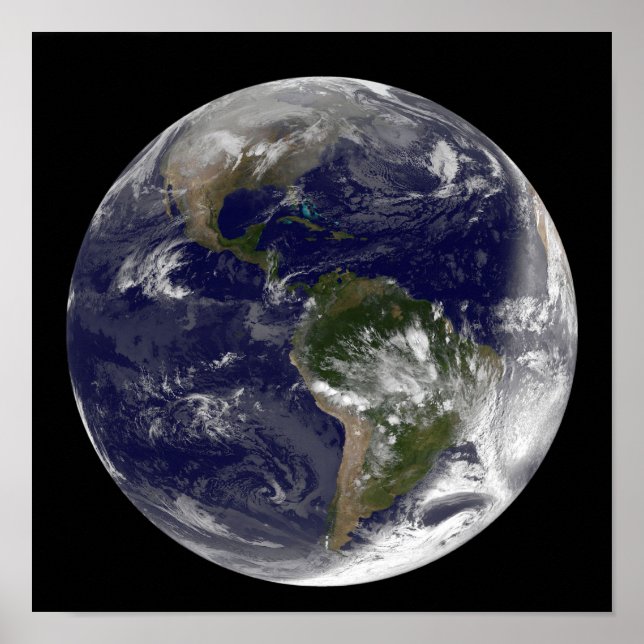 Póster Tierra completa mostrando América del Norte y Amér (Frente)