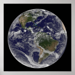 Póster Tierra completa mostrando América del Norte y Amér