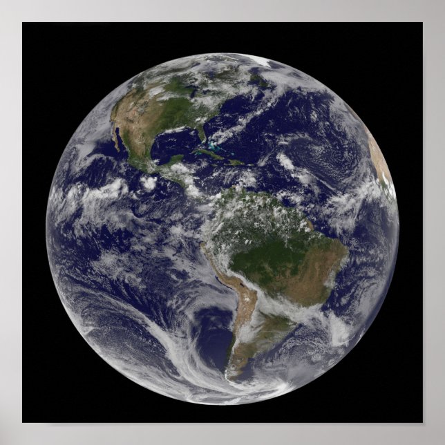 Póster Tierra completa mostrando América del Norte y Amér (Frente)