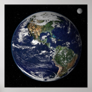 Póster Tierra completa mostrando América del Norte y del