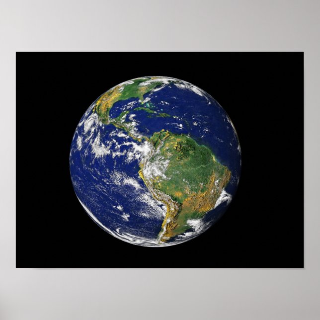 Póster Tierra completa mostrando América del Sur (Frente)