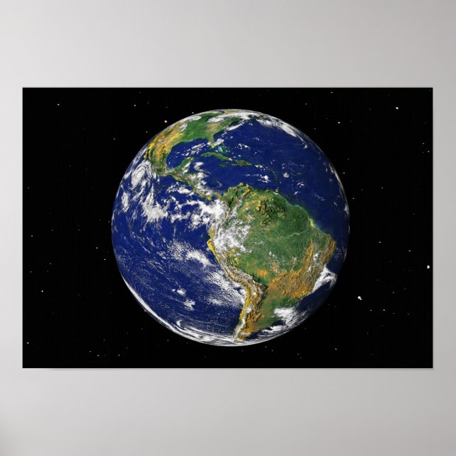 Póster Tierra completa mostrando América del Sur 2 (Frente)
